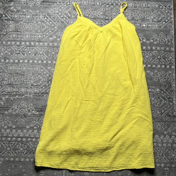 Gap Yellow Gauze V Neck Lined Tank Midi Dress Womens Medium Cover Up No Belt - Picture 1 of 10